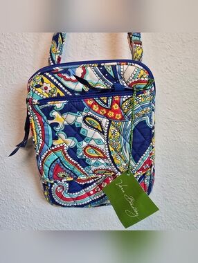 New Vera Bradley Navy Paisley Quilted Crossbody Bag